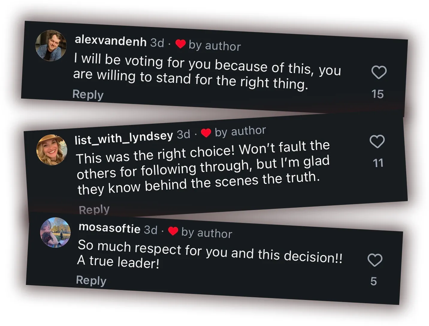 Coordinated comments from Alex Vanden Heuvel, Mo Pippin, and Lyndsey Coates